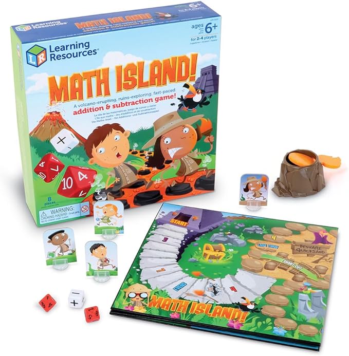 Learning Resources Math Island Addition & Subtraction Game, Educational Games, Elementary Math, Teaching Toys, Children’s Math Games, Educational Indoor Games, 8 Pieces, Age 6+