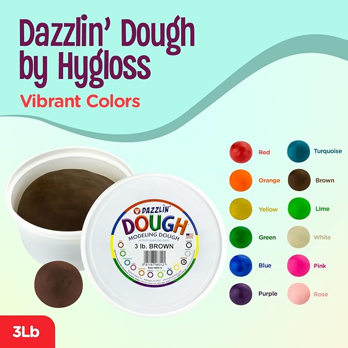 Hygloss Play Modeling Dough - Brown Dough Unscented - Safe & Non-Toxic for Kids Arts & Crafts - Party Favors - Classroom Supplies - 3lb