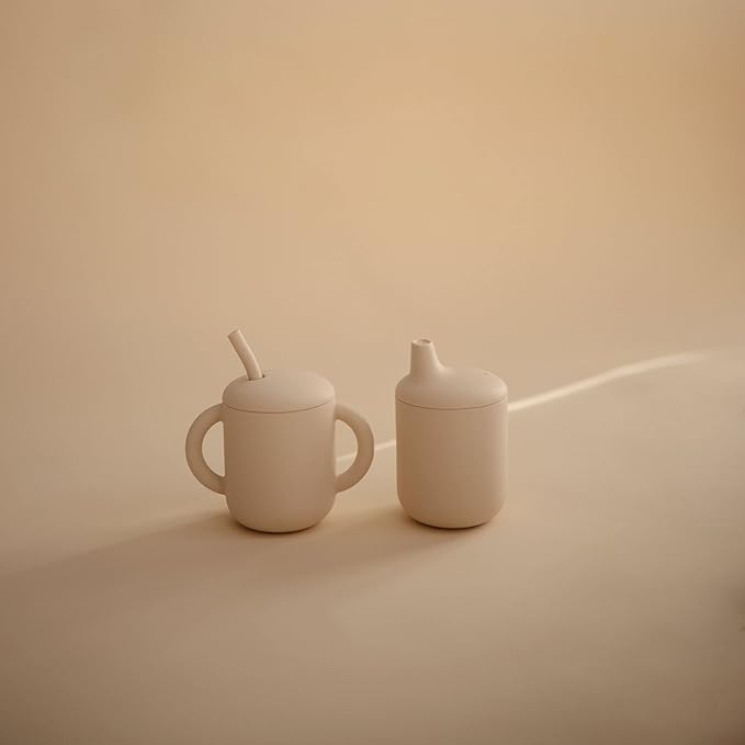 mushie 100% Silicone Training Cup & Straw for Toddlers | 6 Months+ (Shifting Sand)