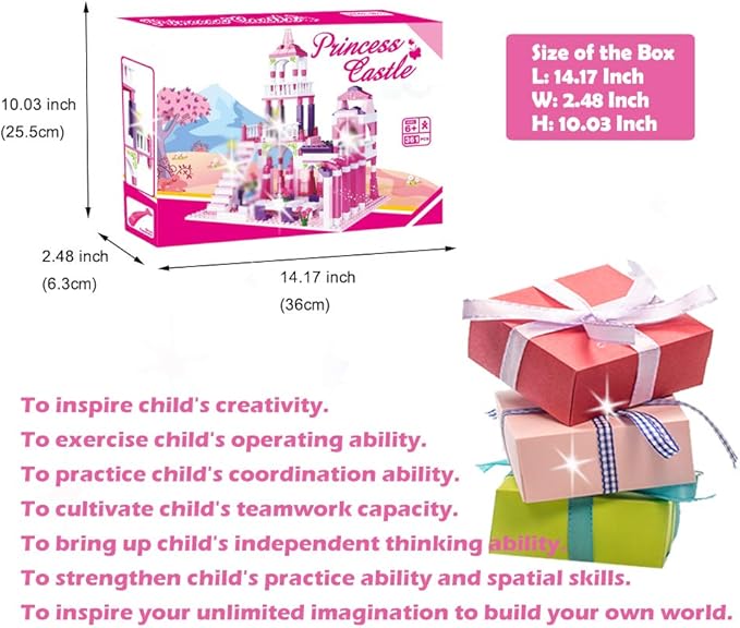 Girls Castle Building Blocks Toys for Girls 361 Pieces Princess Castle Construction Toys Set Building Bricks Toys for Kids Christmas Birthday Gift Education Building Blocks Toys