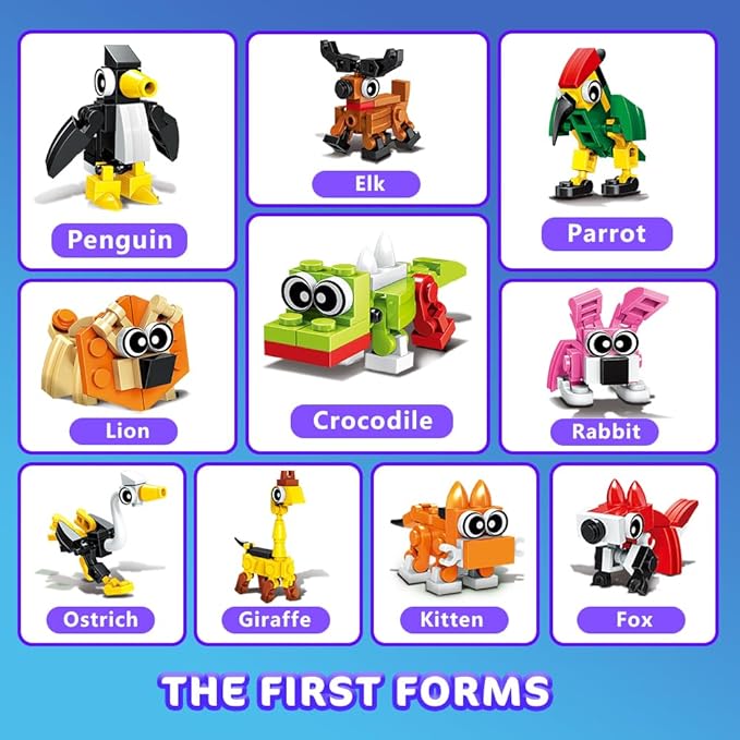 HOGOKIDS Party Favors for Kids, 20 Pack Animals Building Block Toy, Easter Gifts Goodie Bags Stocking Stuffer Classroom Prizes Building Set, Christmas Birthday Gift for Boys Girls Ages 6-12+