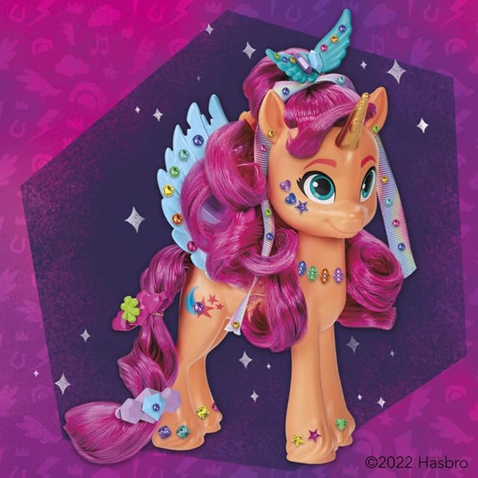 My Little Pony Toys: Make Your Mark Sunny Starscout Ribbon Hairstyles, 6-Inch Orange Pony Toy, Toys for 5 Year Old Girls and Boys and Up, with Hair Styling Accessories