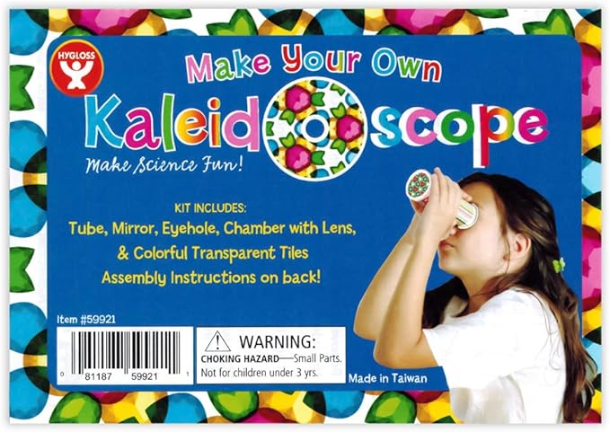 Hygloss Products Kaleidoscope Kit For Kids - Make Your Own Kaleidoscopes - 6-3/4 x 1-3/8 Inches, 12 Pack