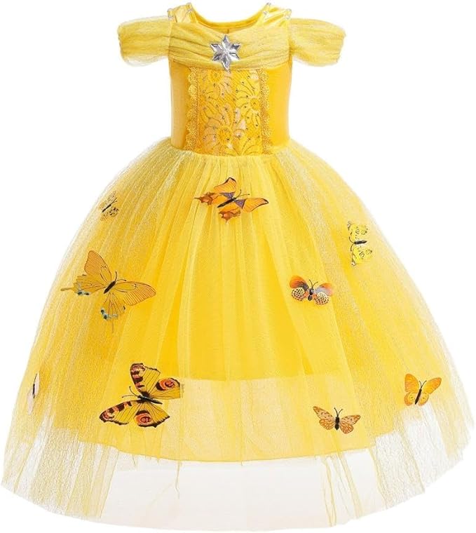 Dressy Daisy Toddler Girls' Princess Fancy Dress Up Costume Christmas Halloween Outfit Butterfly Size 4-5 Yellow