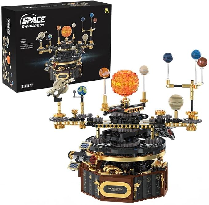 Electric Solar System Planetary Instrument Building Blocks,Space Exploration Series with LED,Rotatable Educational Toys for Science Experiments(1098 Pcs)