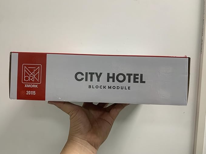 City Hotel Architecture Building Kit with Lights,3 Levels Garden Hotel Model Building Blocks Toy,for 12+Age Teen,Adult（1464 Pieces）