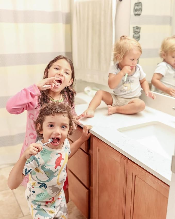 ROARex® All-Natural Eco Friendly Kids Toothbrush Made from Plants - Giraffe 4-36m - Baby to Toddler - Mint/Rose - 4pk | 1% for The Planet Product