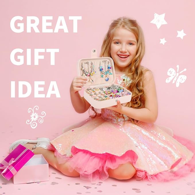 Sofier Charm Bracelet Making Kit for Girls Jewelry Box Jewelry Making Kit Gifts for Girls 4-12 DIY Craft Toys Birthday Christmas