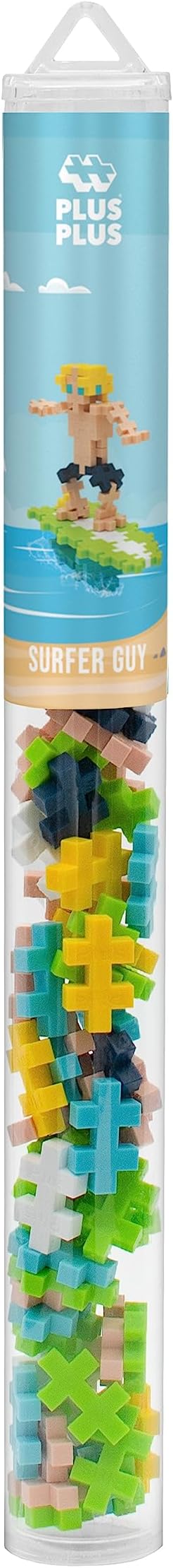 PLUS PLUS 3D Figure Building Block Set, Fun Stem Toys for Kids, 70 Interlocking Pieces - Surfer Mini Maker Tube