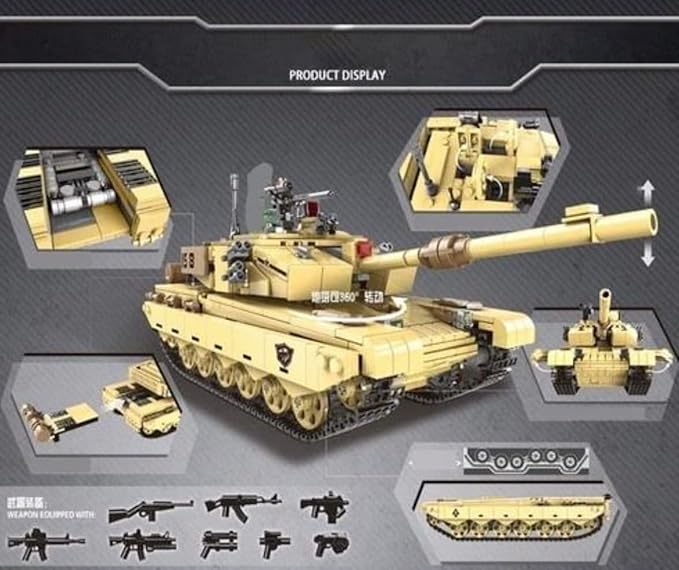 General Jim's Type 99 Main Battle Tank Building Block Alternative Bricks Set, 1,340 Pieces – Realistic Design with Rotating Turret, Moving Cannon, and Functional Suspension
