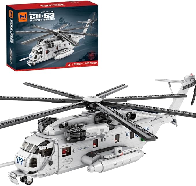 MISINI 33037 CH-53E Super Stallion Transport Helicopter Building Blocks Set, 2192 PCS Airplane Model Building Kits, Educational Toys Gifts for Kid and Adult