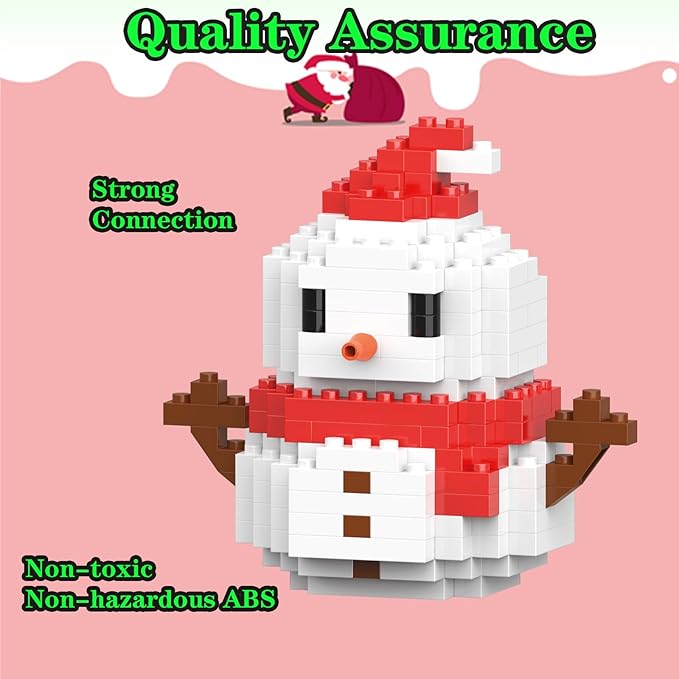 Christmas Red Snowman Building Blocks Set Compatible with Lego Advent Calendar 2024 Stacking New Toys Holiday Present Box New Year Xmas Gifts for Kids for Boys & Girls and Adults