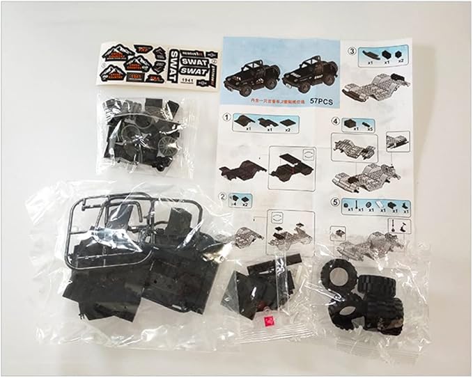8 PCS Building Block City Policeman Mini-Figures with Multiple Military Weapons Accessories SWAT Equipment Military Vehicle Army Car Assembly Building Toys Gift for Boys