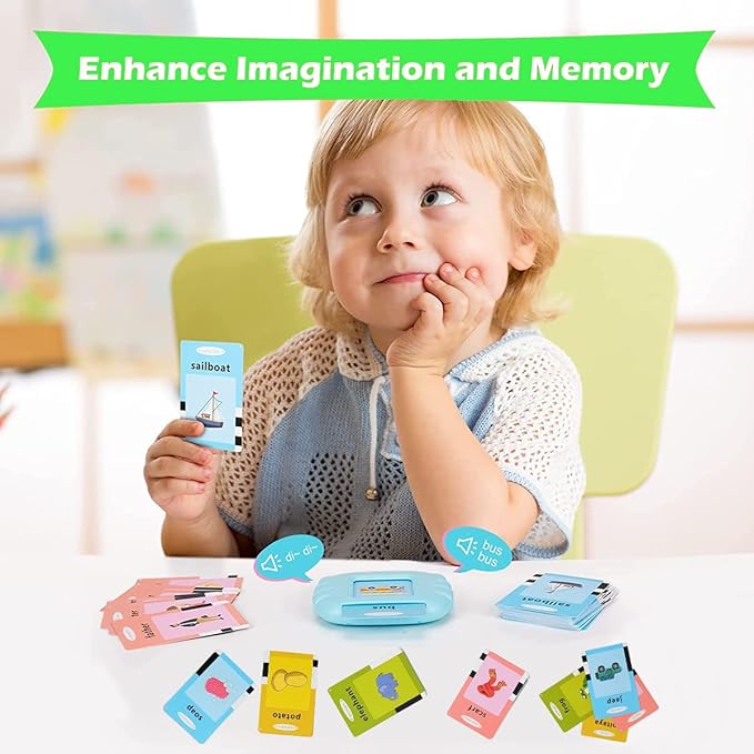 Toys for Ages 2-4 Talking Flash Cards for Toddlers 1-3,Preschool Learning Activities Flashcards,Educational Learning Kids Toys Boys 3-5 Or 3 Year Old Girl Gifts to Promote Speak and Spell (Blue)