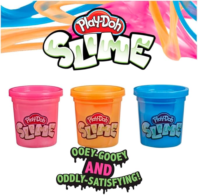 Play-Doh Brand Slime 3 Pack of Non-Toxic Slime - Blue, Metallic Orange, & Metallic Pink