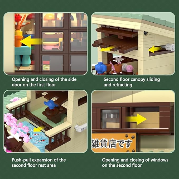 Japanese Grocery Store House Modular Buildings,Japan City House Sets,Assembly Square Street View Architecture Sets Bricks,Toys Present for Adults,CADA 66015(921 Pcs)