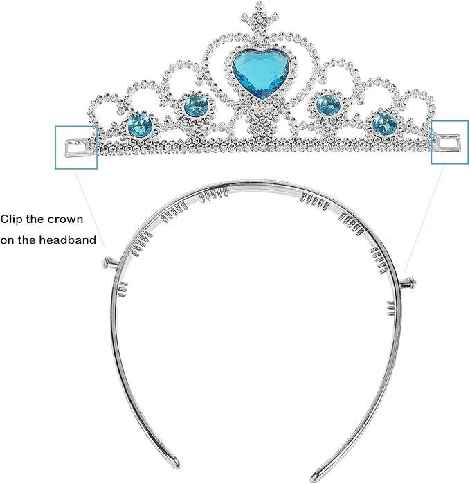 Princess Cape Set Dress Up Accessories Party Cosplay Cloak Costumes with Tiara Crown Wand Wig Golves for Little Girls