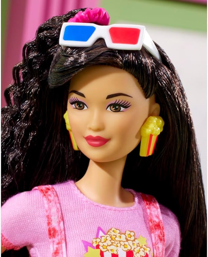 Barbie Rewind Doll & Accessories with Black Hair & 1980s-inspired Movie Night Outfit, Collectible & Displayable