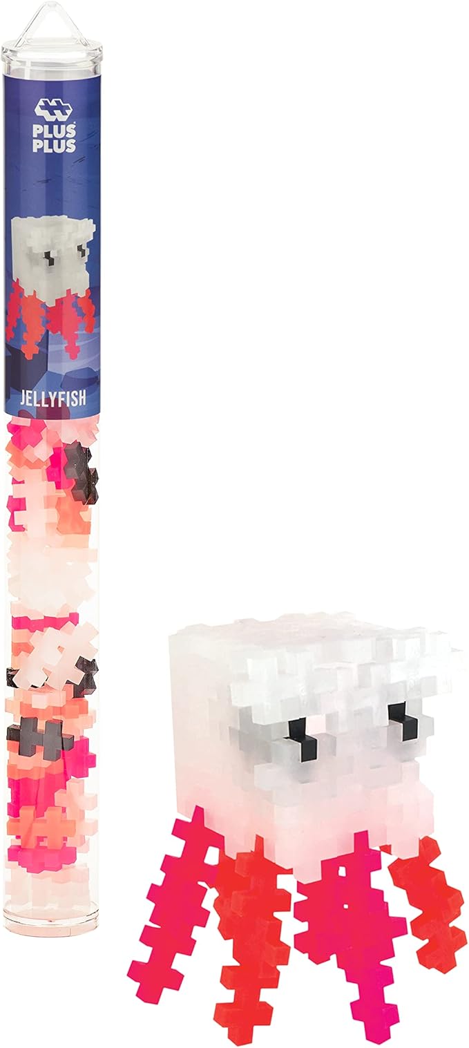 PLUS PLUS 3D Puzzle Building Block Set, 70 Mini Interlocking Pieces, Fun STEM Toys for Kids - Jellyfish Mini Maker Tube