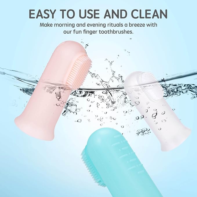 Jochebed Baby Finger Toothbrush for Training Teething - Infant & Toddles & Kids Teeth Brush Soft Babies Tooth Brushing Oral Cleaning Massager to Train Your Child Healthy Oral Habits -3 PCS