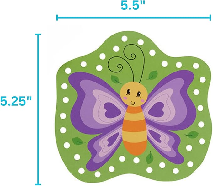 Serabeena Fairy Kids Lacing Cards - Colorful Lacing Cards for Kids Ages 3-5 Plus - Lace Up Sewing Cards - Develops Hand-Eye Coordination & Fine Motor Skills - 5 Sewing Animals for Kids with Laces