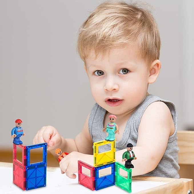 Playmags Magnetic Figures Community Set of 15 Pieces - Play People Perfect for Magnetic Tiles Building Blocks - STEM Learning Toys Children – Magnet Tiles Expansion Accessories Pack (Styles May Vary)