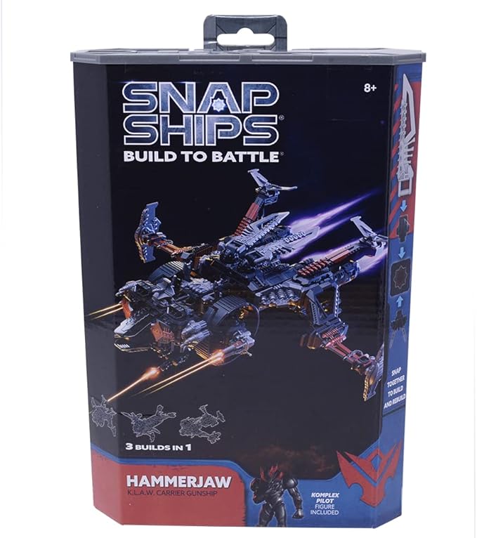 — KOMPLEX Hammerjaw K.L.A.W. Gunship — Building Toy Sets — 3 Builds — Ages 8+