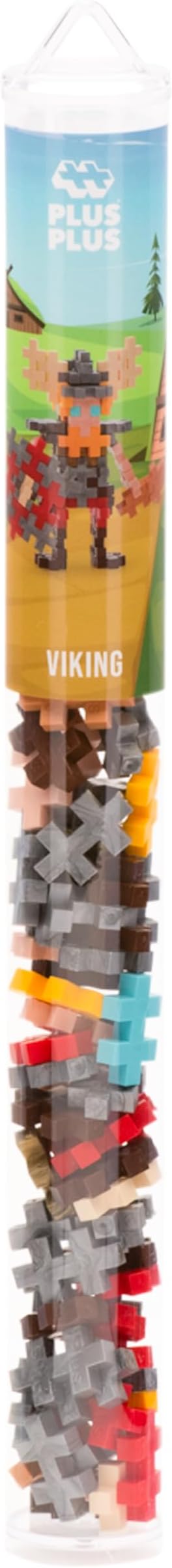 PLUS PLUS 3D Figure Building Block Set, Fun Stem Toys for Kids, 70 Interlocking Pieces - Viking Mini Maker Tube