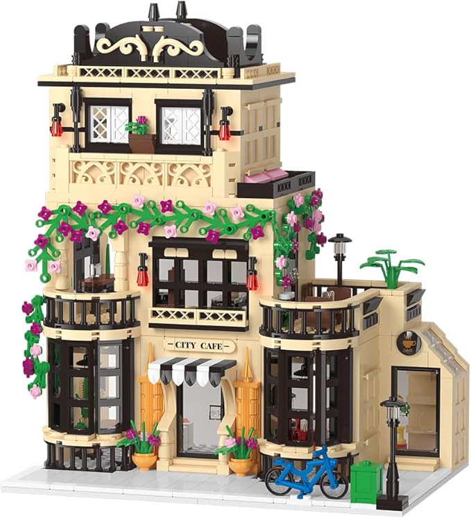 City Cafe Building Blocks Set with LED,1413pcs Mini Bricks for Adults and Teen 14+ (Not Compatible with Lego)