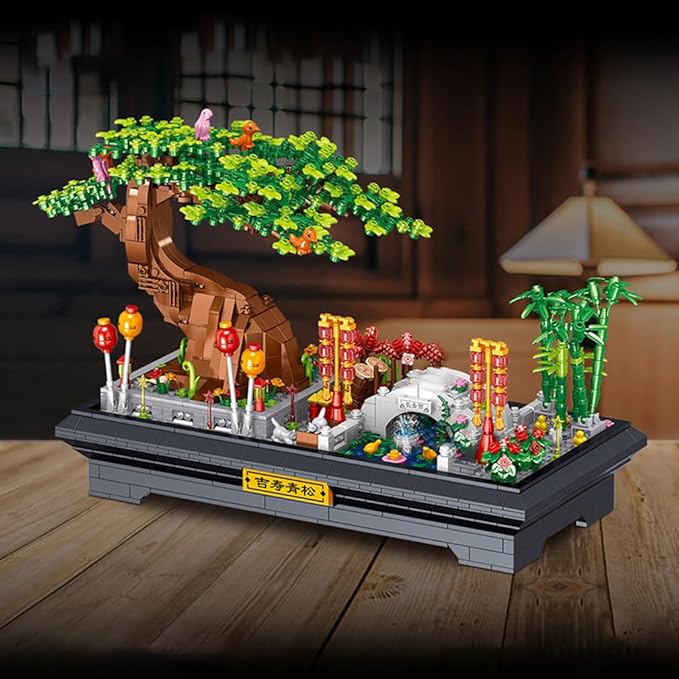 Bonsai Tree Building Sets,Oriental Style Bonsai Architectural Building Kits for Adults,Bonsai Tree Building Blocks Set for Kids 6+,Ideal Gift for Home Décor or Office Art(1286pcs)