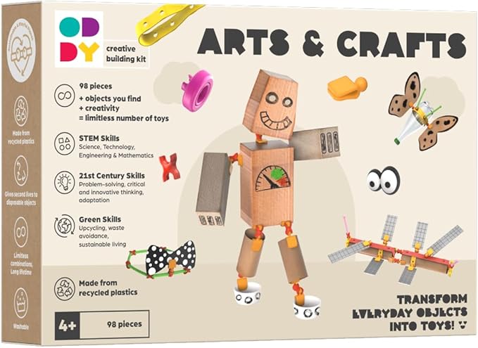 Oddy Arts & Crafts Creative Building Kit - Eco-Friendly STEM Toy Set for Kids 4+