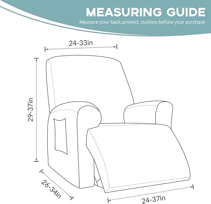 Recliner Chair Cover Lazy Boy Recliner Covers Recliner Covers for Recliner Chair 1 Piece Furniture Protector Prevent wear and pet Hair（Recliner,Peacock Blue）