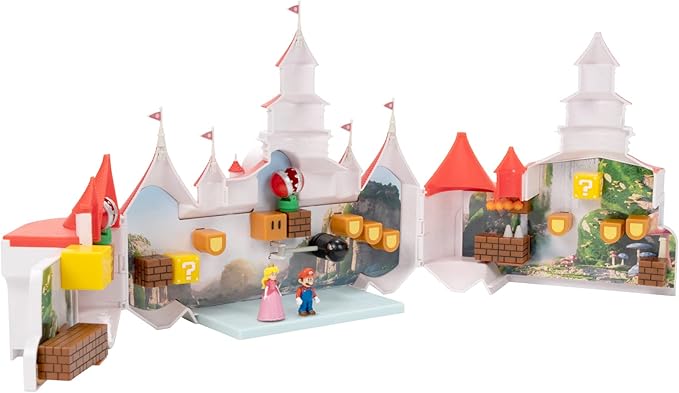 THE SUPER MARIO BROS. MOVIE – Mushroom Kingdom Castle Playset with Mini 1.25” Mario and Princess Peach Figures