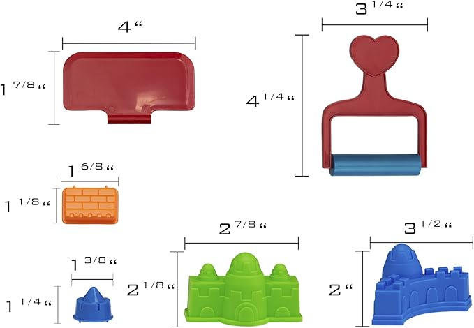 Play Sand Molds and Tool Kit for Kids, 27 Pieces Including Castles, Bricks, and Wall Molds Kits - Works with All Play Sand, Sand Not Included