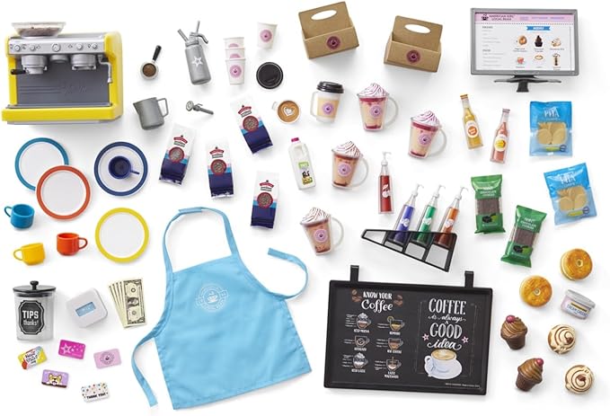 American Girl Truly Me 18-inch Doll Coffee Shop Playset with Pretend Espresso Machine and Cash Register, For Ages 6+