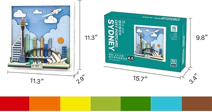TUTU&LELE Postcard Sydney, 3D Wall Art Craft Kit, Wall Art Architecture Skyline Model Kit, Office Home Décor, Architecture Building Blocks for Adults and Kids (707Pieces)