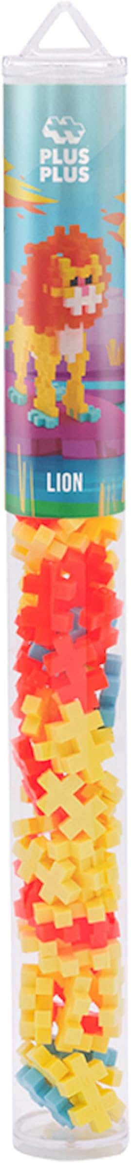 PLUS PLUS 3D Animal Figure Building Block Set, 70 Mini Interlocking Puzzle Pieces, Fun Stem Toys for Kids - Lion Maker Tube