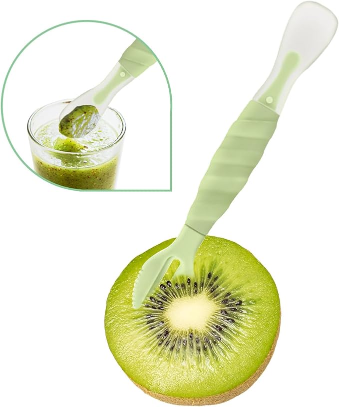 Double Head Baby Silicone Food Spoon (Olive green), Baby Fruit Scraping Mud Spoon, Feeding Spoons Training Spoon for Infants, baby led weaning supplies (Olive green)