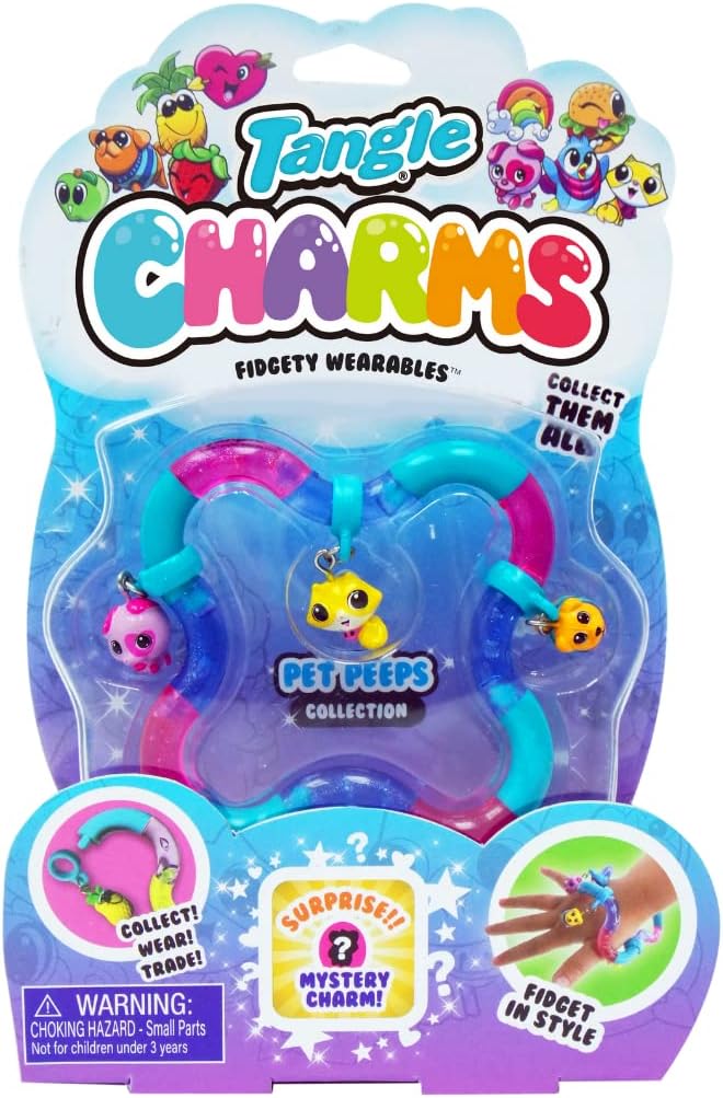 TANGLE Charms Fidget Friendship Bracelets (Pet Peeps) - Charm Bracelets - Mystery Charm Fidgets for Kids - Cute Fidgets