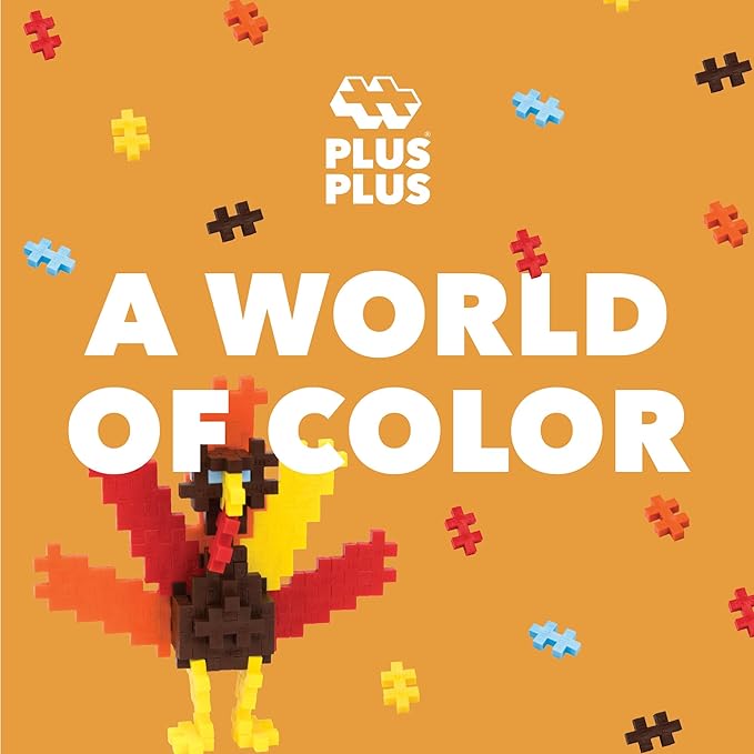PLUS PLUS 3D Puzzle Building Block Set, 70 Mini Interlocking Pieces, Fun Holiday Activities for Kids - Turkey Mini Maker Tube