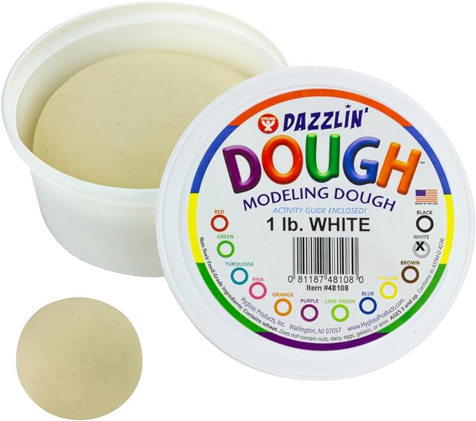 Hygloss Play Modeling Dough - White Dough Unscented - Safe & Non-Toxic for Kids Arts & Crafts - Party Favors - Classroom Supplies - 1lb