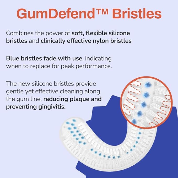 autobrush U Shaped Kids Manual Toothbrush- 360° Design for Upto 5.1X Better Cleaning with Unique Nylon Bristles, Comfort Grip Handle, Waterproof Design, Ages 3-5, Giraffe (Double-Sided)