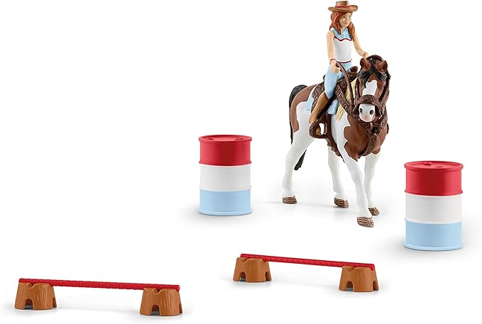 Schleich Horse Club 12-Piece Hannah's Riding Horse Set - Rodeo Riding with Cowgirl and Horse, Realistic Western Rodeo Farm Animal Toys and Accessories, Gift for Toddlers, Boys, and Girls Ages 5+