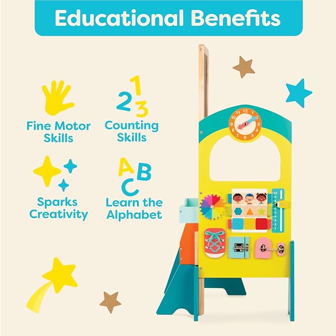 B. toys- B. play – School Play Set – Whiteboard & Chalkboard – 36 Magnetic Letters & Numbers- 11 Educational & Interactive Activities- Schoolhouse Fun"3 Years +