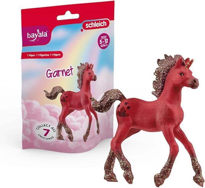 SCHLEICH bayala, Unicorn Toys for Girls and Boys, Collectible Unicorn Gemstone Series 2023, Garnet 2.5 x 12.4 x 16.1 cm; 40 Grams