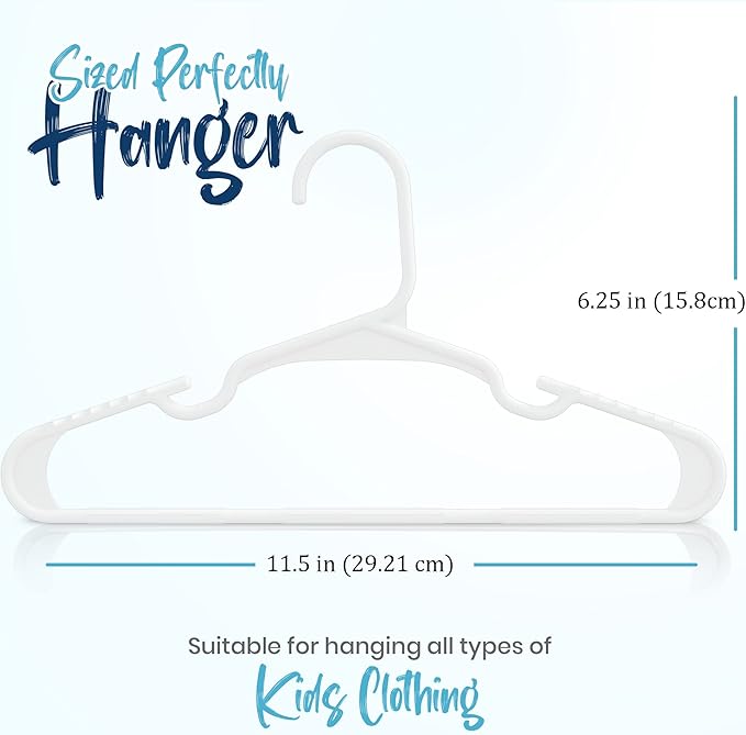 Utopia Home 20 Pack Kids Hangers - 11.5 Inch Plastic Baby Hangers for Closet - Childrens Hanger for Clothes & Infant Hanger for Closet - Ideal for Everyday Standard Use (White)