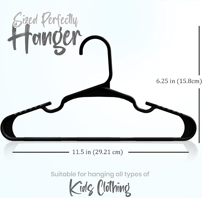 Utopia Home 60 Pack Kids Hangers - 11.5 Inch Plastic Baby Hangers for Closet - Childrens Hangers for Clothes & Infant Hangers for Closet - Ideal for Everyday Standard Use (Black)