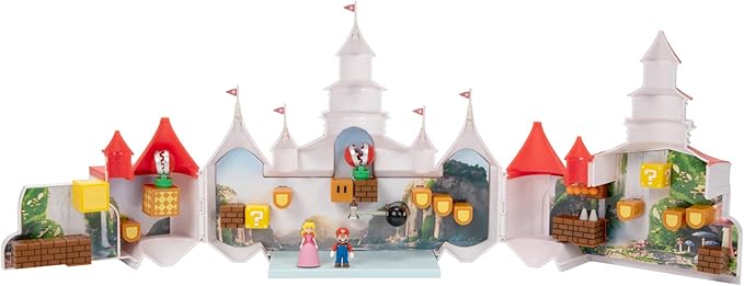 THE SUPER MARIO BROS. MOVIE – Mushroom Kingdom Castle Playset with Mini 1.25” Mario and Princess Peach Figures