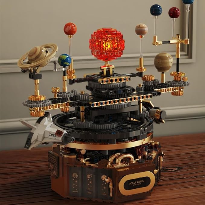 Electric Solar System Planetary Instrument Building Blocks,Space Exploration Series with LED,Rotatable Educational Toys for Science Experiments(1098 Pcs)