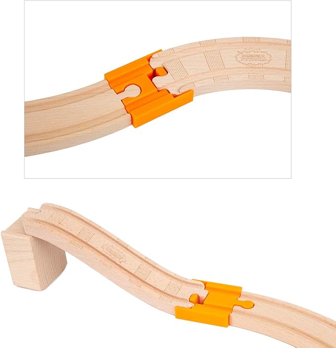 Orbrium 8 + 2 Exclusive Bonus Pcs Wooden Train Track Male-Male Female-Female Adapter Pack Compatible with Thomas Brio Chuggington Wood Track (8 Pcs) (16X Adapters + 4 Connectors to Thiomas Tracks)